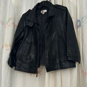 Bernardo Black Flared Leather Jacket M